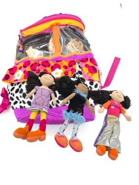 Groovy Girls 3 Dolls Lot + Backpack Carrier Case Manhattan Toy